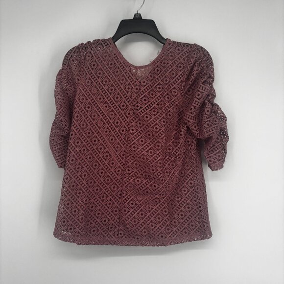 NY Collection Women's Rouched Sleeve Lace Top Lilas Size Petite Medium NWT, $43 - Picture 3 of 7